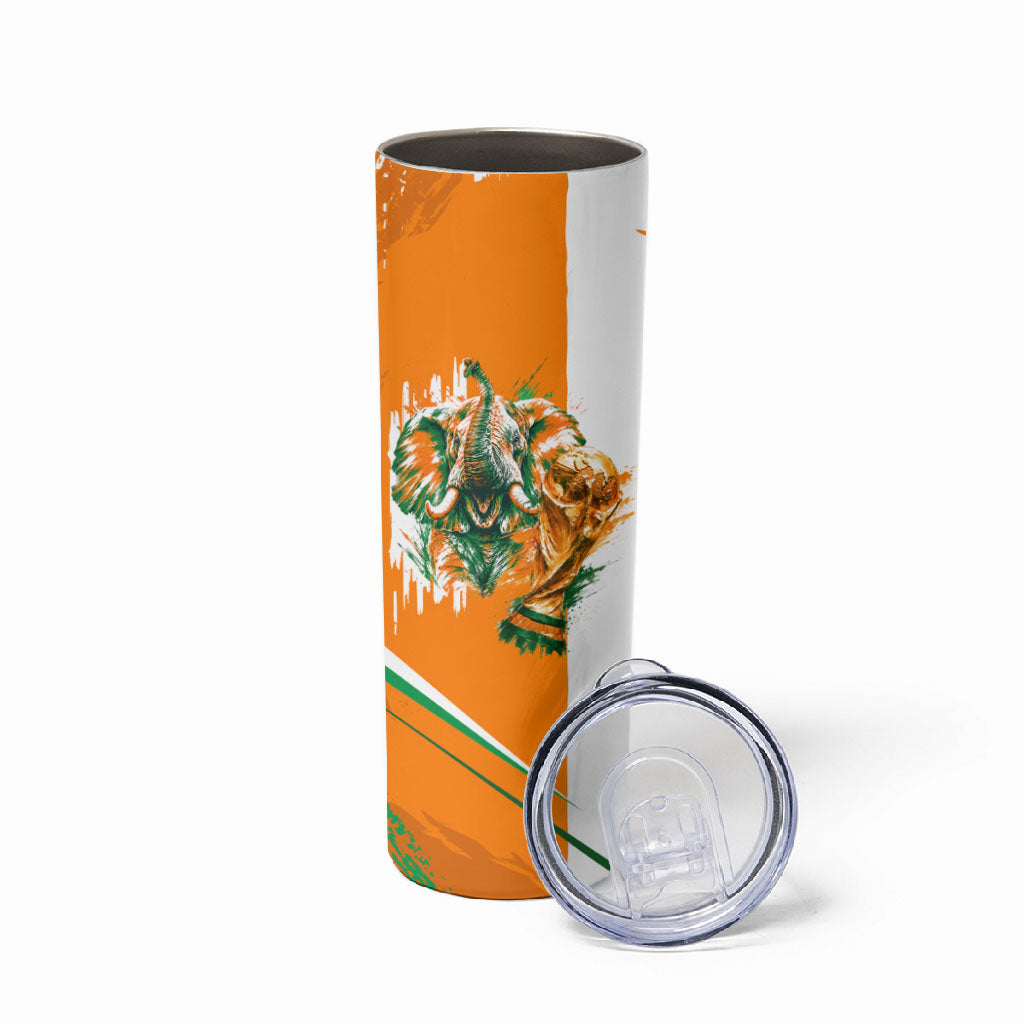 Personalized Ivory Coast Football Skinny Tumbler African Elephant Trophy