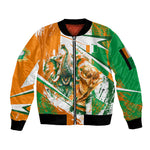 Personalized Ivory Coast Football Sleeve Zip Bomber Jacket African Elephant Trophy