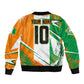 Personalized Ivory Coast Football Sleeve Zip Bomber Jacket African Elephant Trophy