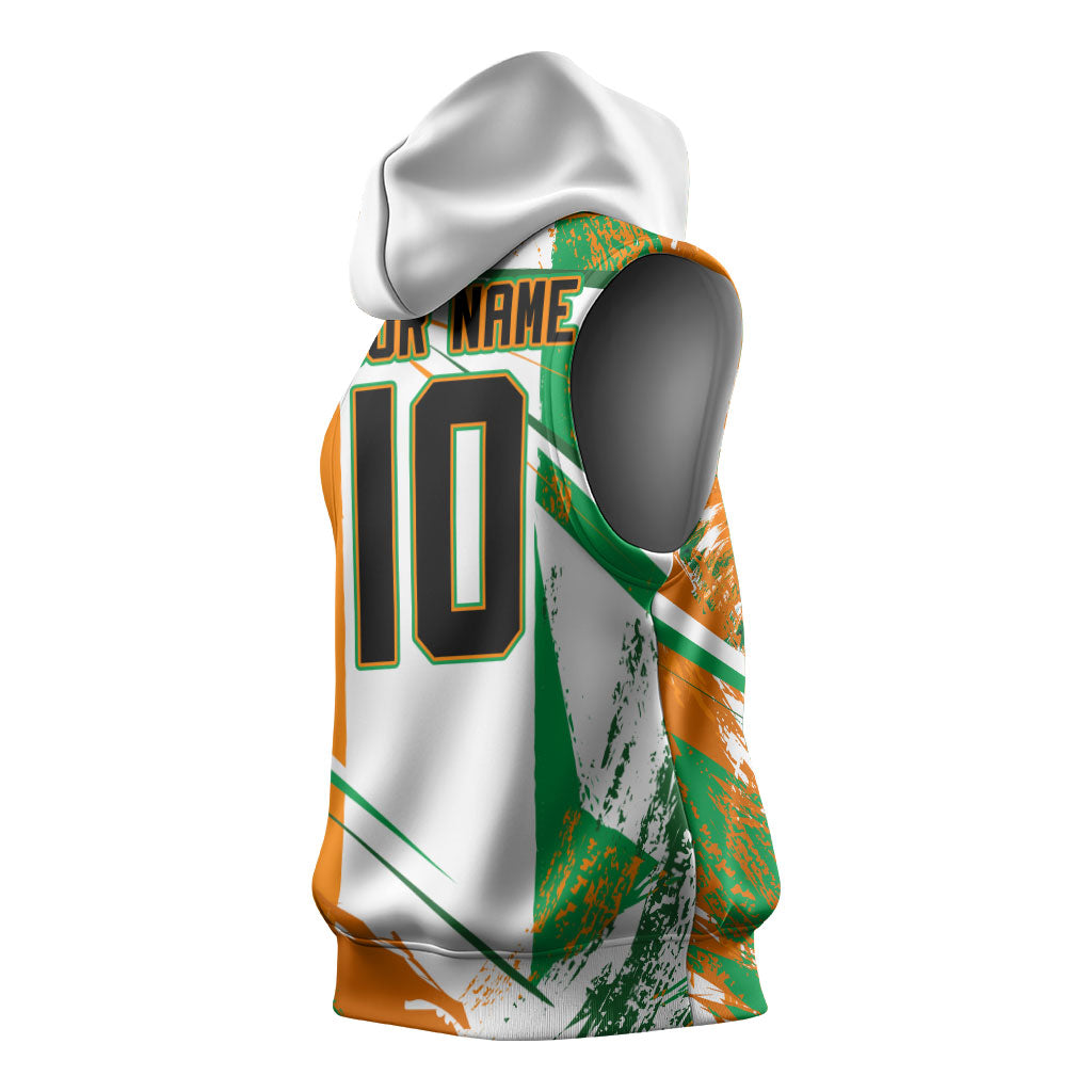 Personalized Ivory Coast Football Sleeveless Hoodie African Elephant Trophy