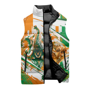 Personalized Ivory Coast Football Sleeveless Puffer Jacket African Elephant Trophy
