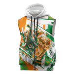 Personalized Ivory Coast Football Sleeveless Zip Hoodie African Elephant Trophy