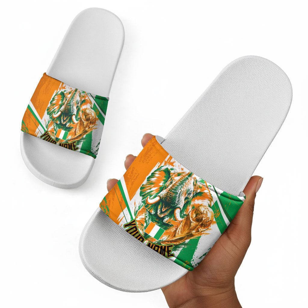 Personalized Ivory Coast Football Slide Sandals African Elephant Trophy