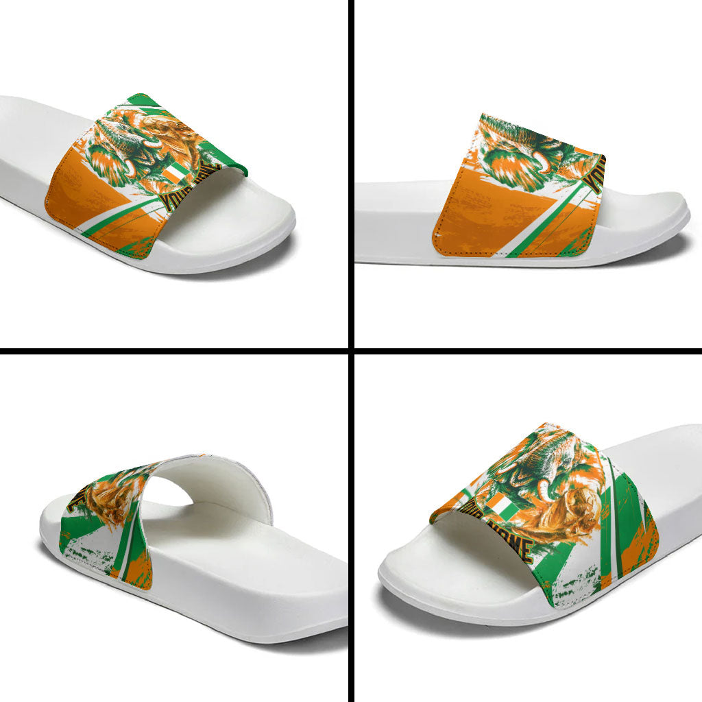 Personalized Ivory Coast Football Slide Sandals African Elephant Trophy