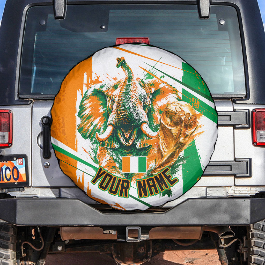 Personalized Ivory Coast Football Spare Tire Cover African Elephant Trophy