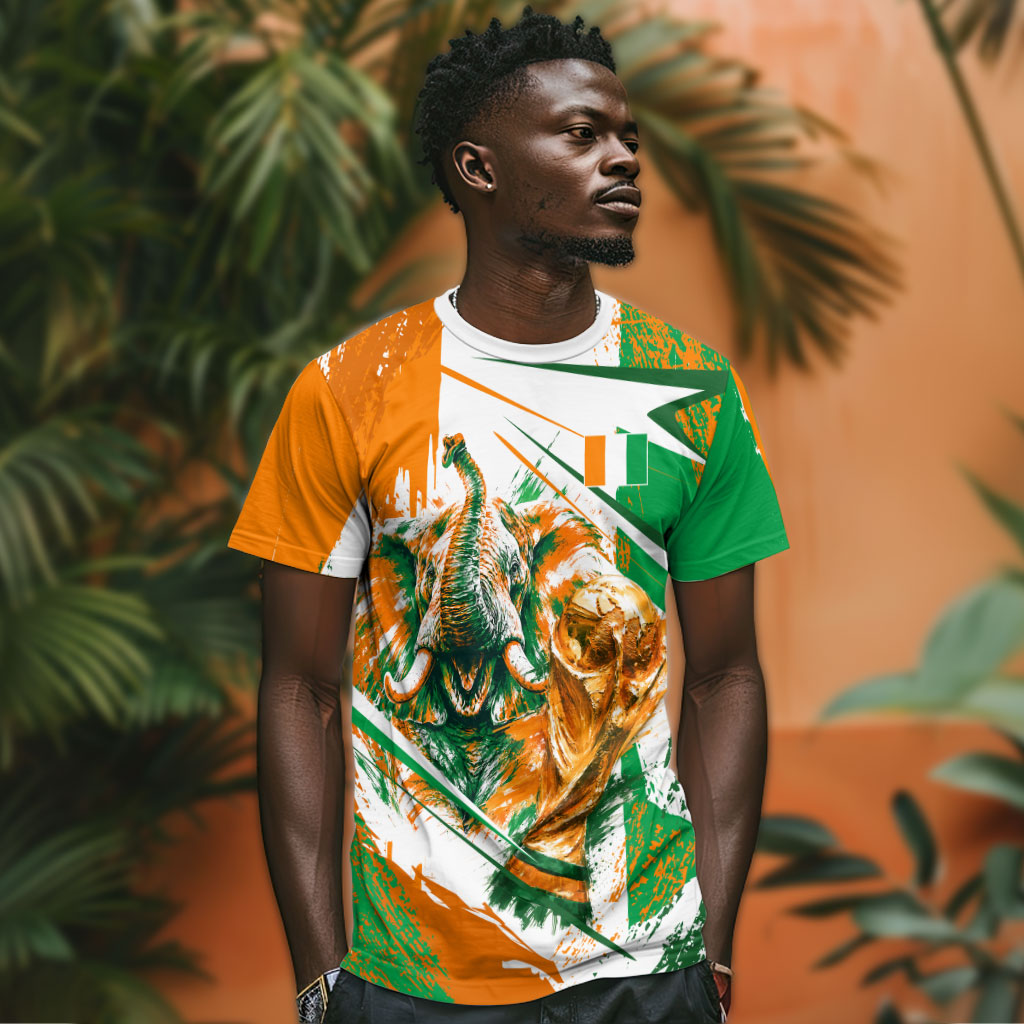 Personalized Ivory Coast Football T shirt African Elephant Trophy