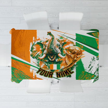 Personalized Ivory Coast Football Tablecloth African Elephant Trophy