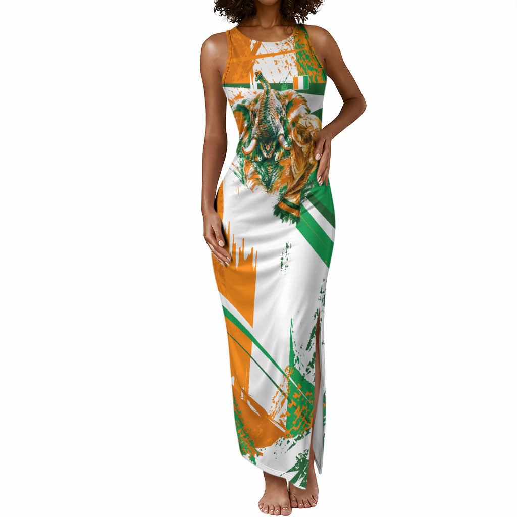 Personalized Ivory Coast Football Tank Maxi Dress African Elephant Trophy