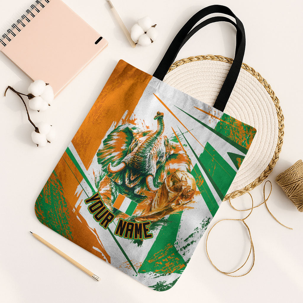 Personalized Ivory Coast Football Tote Bag African Elephant Trophy