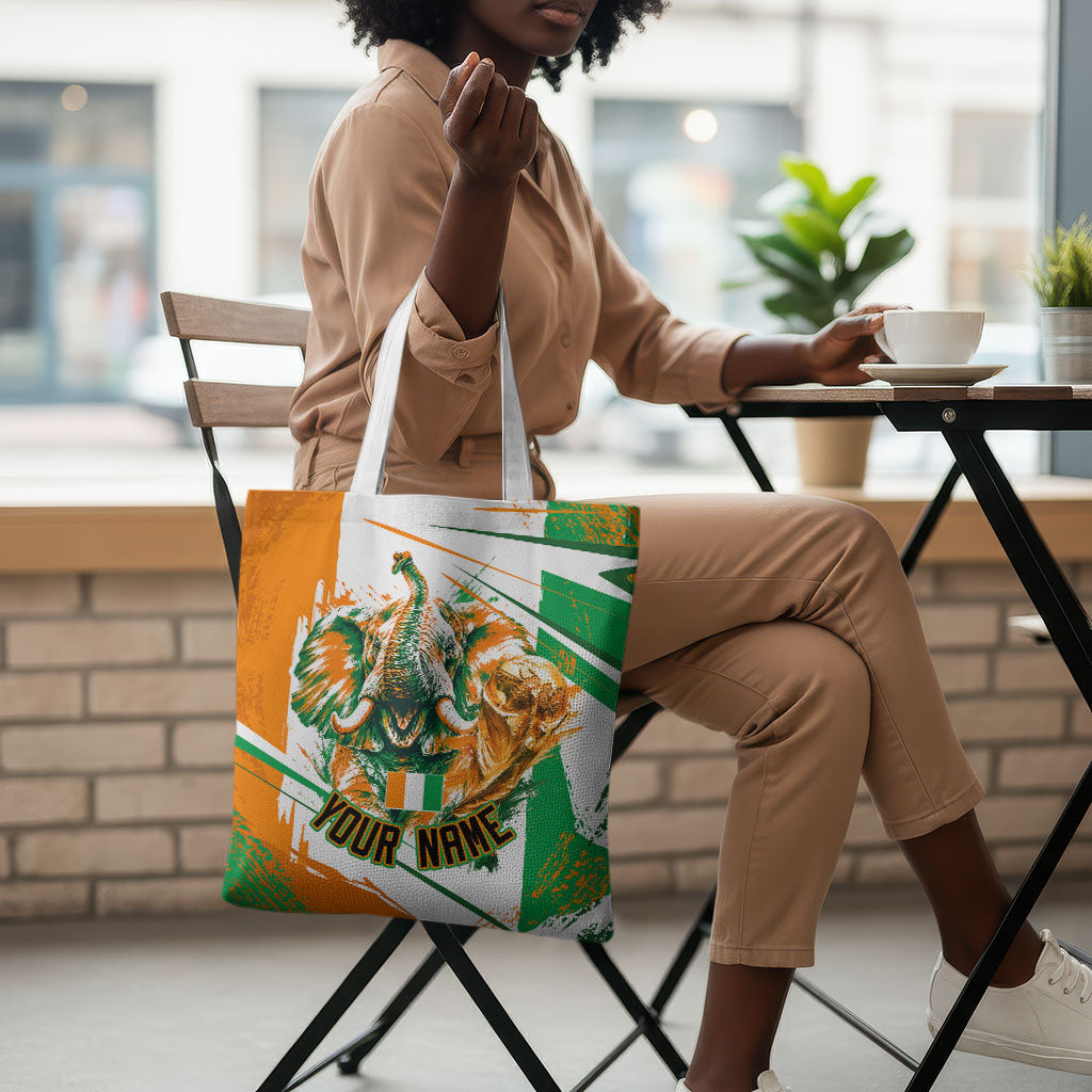 Personalized Ivory Coast Football Tote Bag African Elephant Trophy
