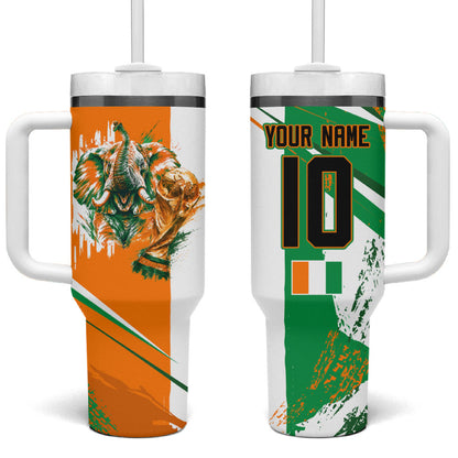 Personalized Ivory Coast Football Tumbler With Handle African Elephant Trophy