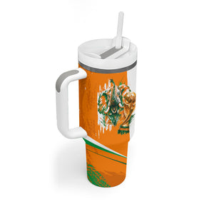 Personalized Ivory Coast Football Tumbler With Handle African Elephant Trophy