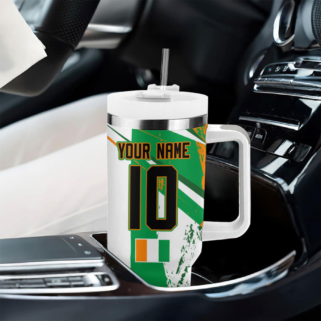 Personalized Ivory Coast Football Tumbler With Handle African Elephant Trophy