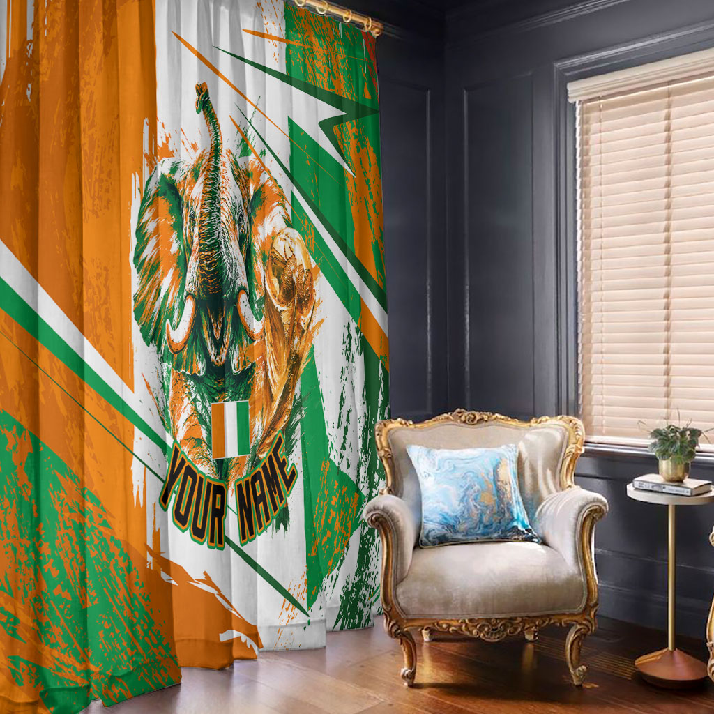 Personalized Ivory Coast Football Window Curtain African Elephant Trophy