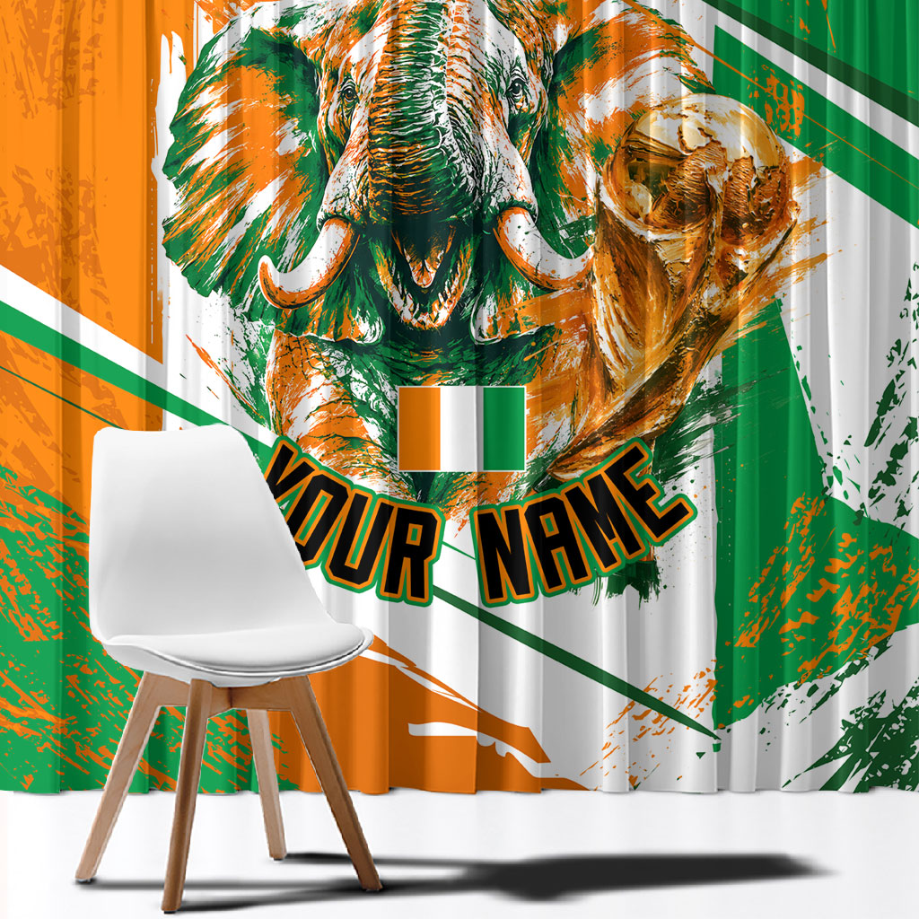 Personalized Ivory Coast Football Window Curtain African Elephant Trophy