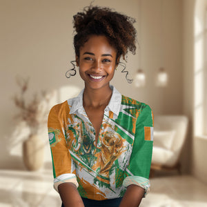 Personalized Ivory Coast Football Women Casual Shirt African Elephant Trophy