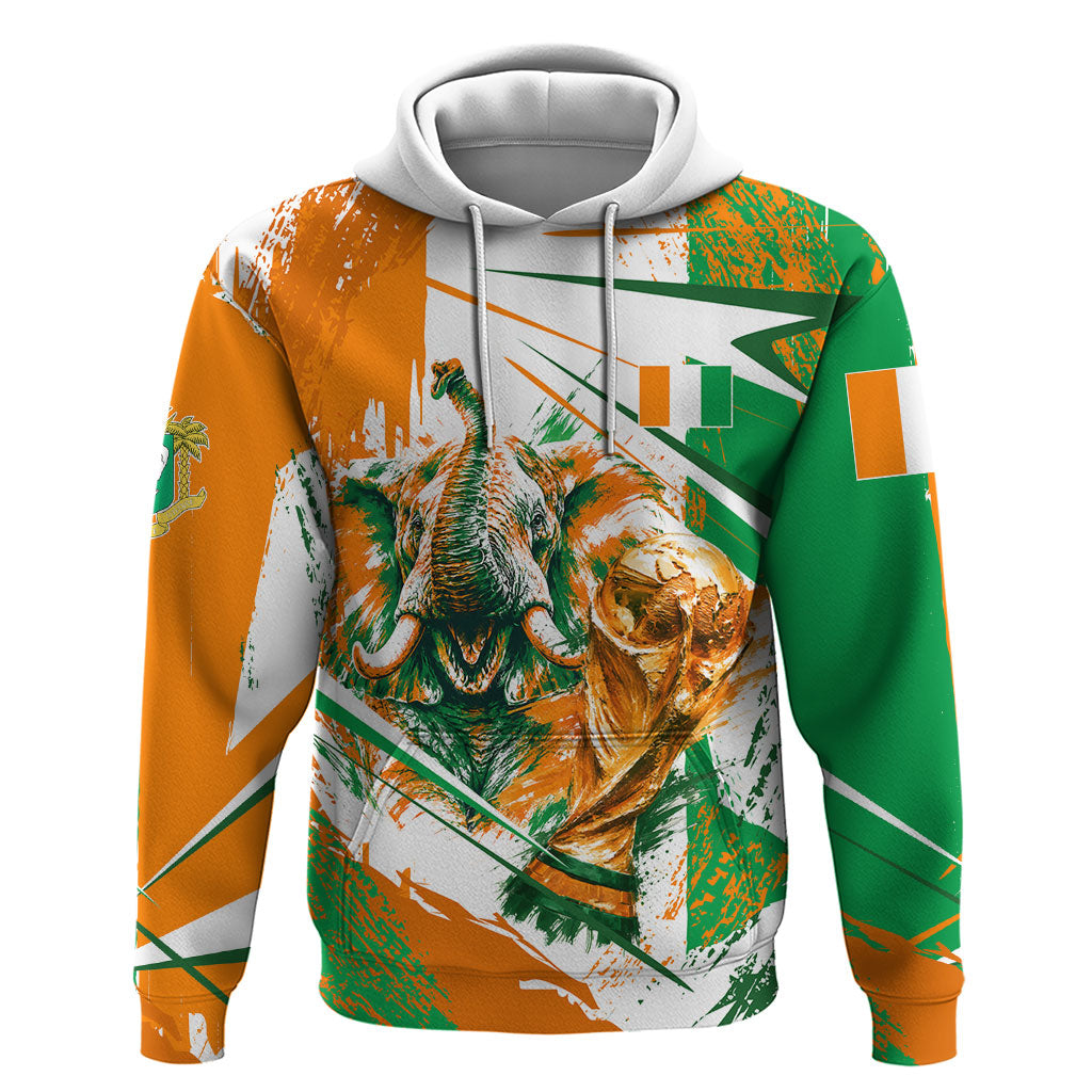 Personalized Ivory Coast Football Zip Hoodie African Elephant Trophy
