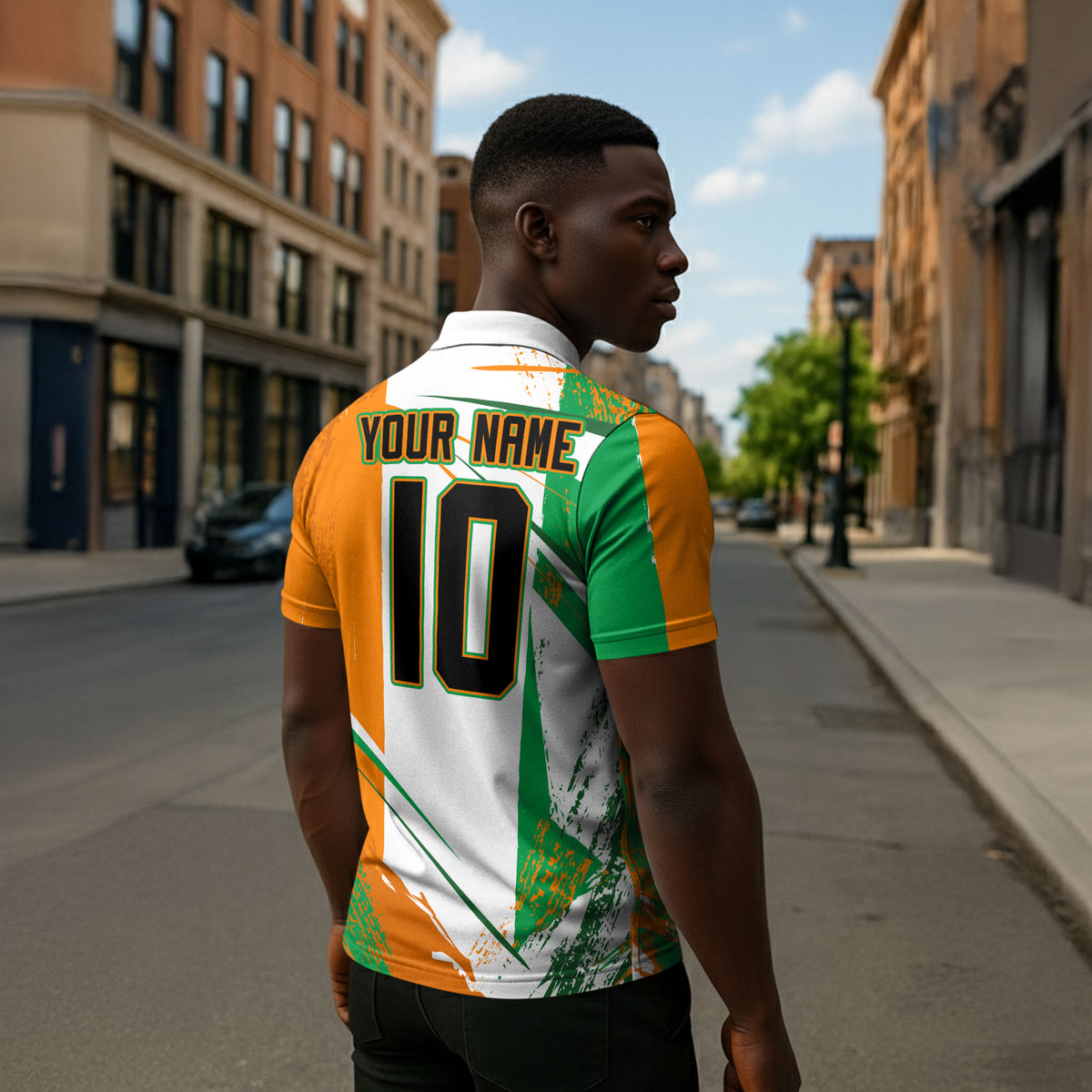 Personalized Ivory Coast Football Zipper Polo Shirt African Elephant Trophy