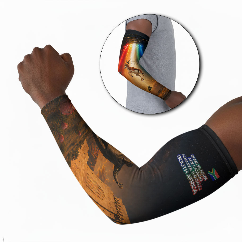 South Africa Safari UFO Arm Sleeves African Wildlife Sci-Fi Galaxy Space And Mandela