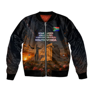 South Africa Safari UFO Bomber Jacket African Wildlife Sci-Fi Galaxy Space And Mandela