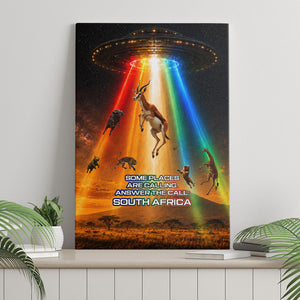 South Africa Safari UFO Canvas Wall Art African Wildlife Sci-Fi Galaxy Space And Mandela