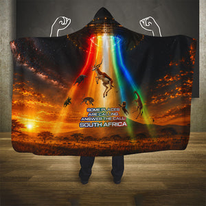 South Africa Safari UFO Hooded Blanket African Wildlife Sci-Fi Galaxy Space And Mandela
