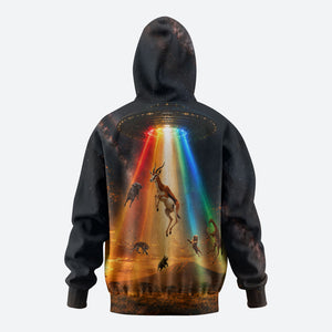 South Africa Safari UFO Hoodie African Wildlife Sci-Fi Galaxy Space And Mandela