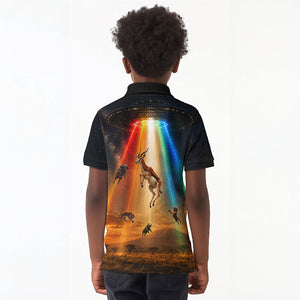 South Africa Safari UFO Kid Polo Shirt African Wildlife Sci-Fi Galaxy Space And Mandela