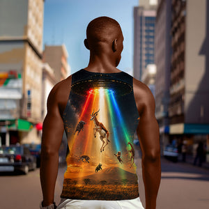 South Africa Safari UFO Men Tank Top African Wildlife Sci-Fi Galaxy Space And Mandela