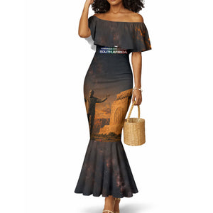 South Africa Safari UFO Mermaid Dress African Wildlife Sci-Fi Galaxy Space And Mandela