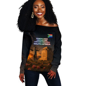 South Africa Safari UFO Off Shoulder Sweater African Wildlife Sci-Fi Galaxy Space And Mandela