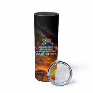 South Africa Safari UFO Skinny Tumbler African Wildlife Sci-Fi Galaxy Space And Mandela