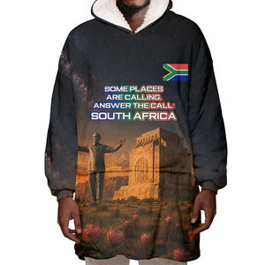 South Africa Safari UFO Wearable Blanket Hoodie African Wildlife Sci-Fi Galaxy Space And Mandela