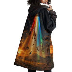 South Africa Safari UFO Wearable Blanket Hoodie African Wildlife Sci-Fi Galaxy Space And Mandela
