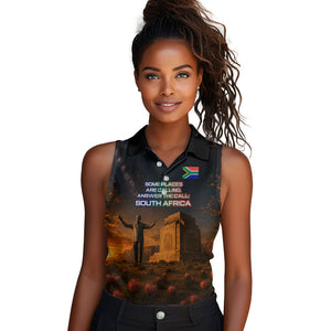 South Africa Safari UFO Women Sleeveless Polo Shirt African Wildlife Sci-Fi Galaxy Space And Mandela