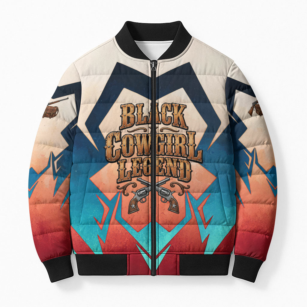 Mary Fields Bomber Puffer Jacket Vintage Western Wild West - Stagecoach Mary Black Cowgirl