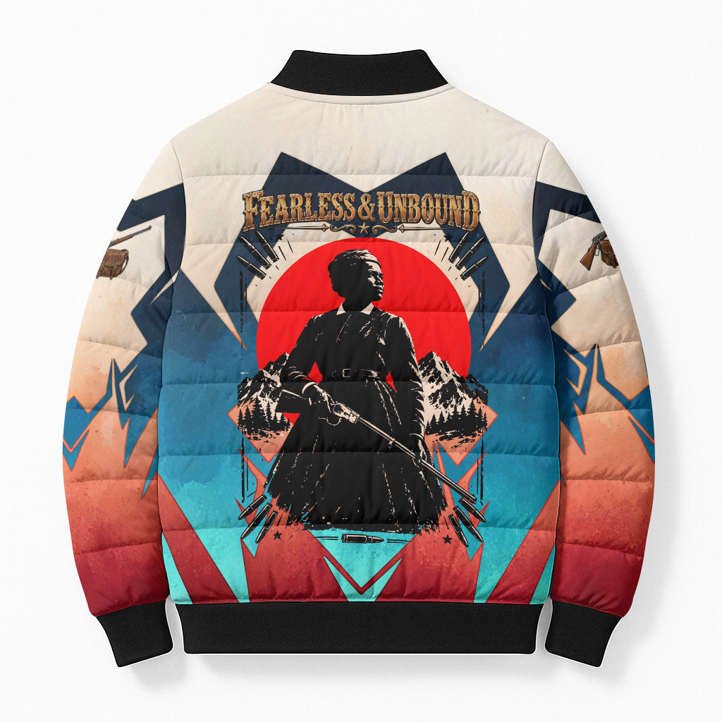 Mary Fields Bomber Puffer Jacket Vintage Western Wild West - Stagecoach Mary Black Cowgirl