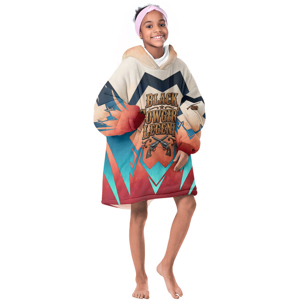 Mary Fields Kid Wearable Blanket Hoodie Vintage Western Wild West - Stagecoach Mary Black Cowgirl