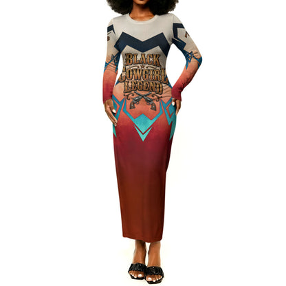 Mary Fields Long Sleeve Bodycon Dress Vintage Western Wild West - Stagecoach Mary Black Cowgirl