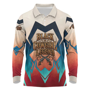 Mary Fields Long Sleeve Polo Shirt Vintage Western Wild West - Stagecoach Mary Black Cowgirl