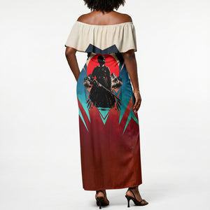 Mary Fields Off Shoulder Maxi Dress Vintage Western Wild West - Stagecoach Mary Black Cowgirl