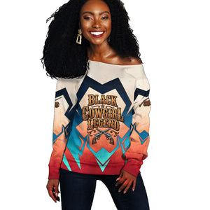 Mary Fields Off Shoulder Sweater Vintage Western Wild West - Stagecoach Mary Black Cowgirl