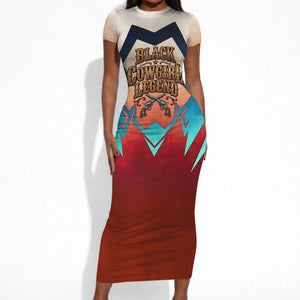 Mary Fields Short Sleeve Bodycon Dress Vintage Western Wild West - Stagecoach Mary Black Cowgirl