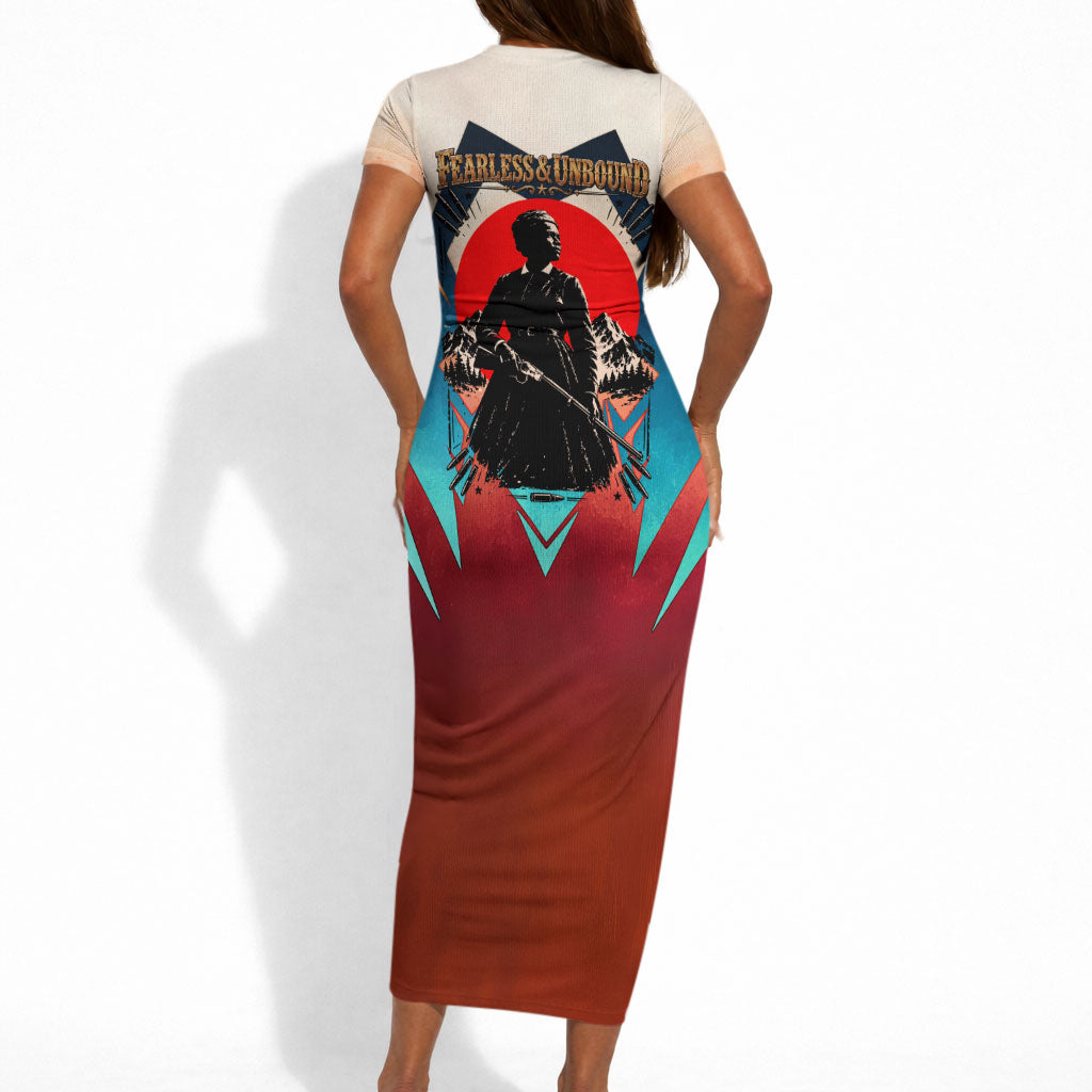 Mary Fields Short Sleeve Bodycon Dress Vintage Western Wild West - Stagecoach Mary Black Cowgirl