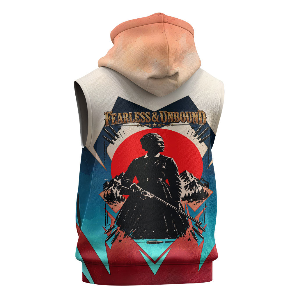 Mary Fields Sleeveless Hoodie Vintage Western Wild West - Stagecoach Mary Black Cowgirl