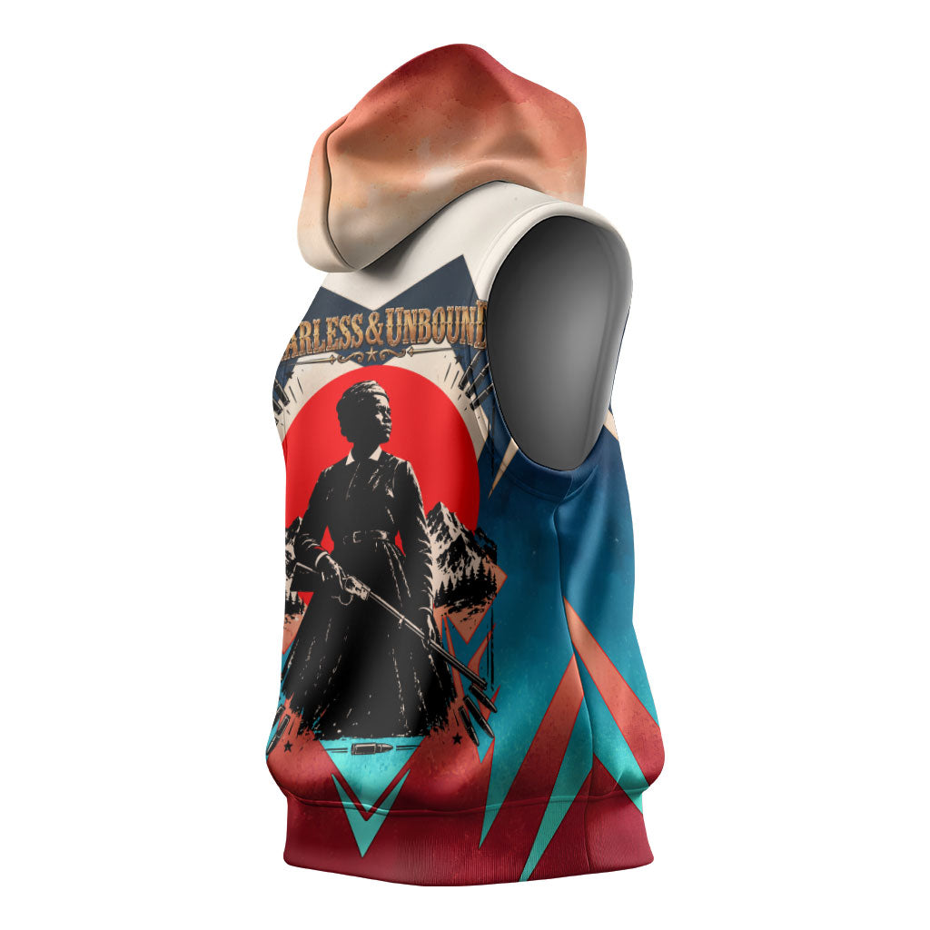 Mary Fields Sleeveless Hoodie Vintage Western Wild West - Stagecoach Mary Black Cowgirl