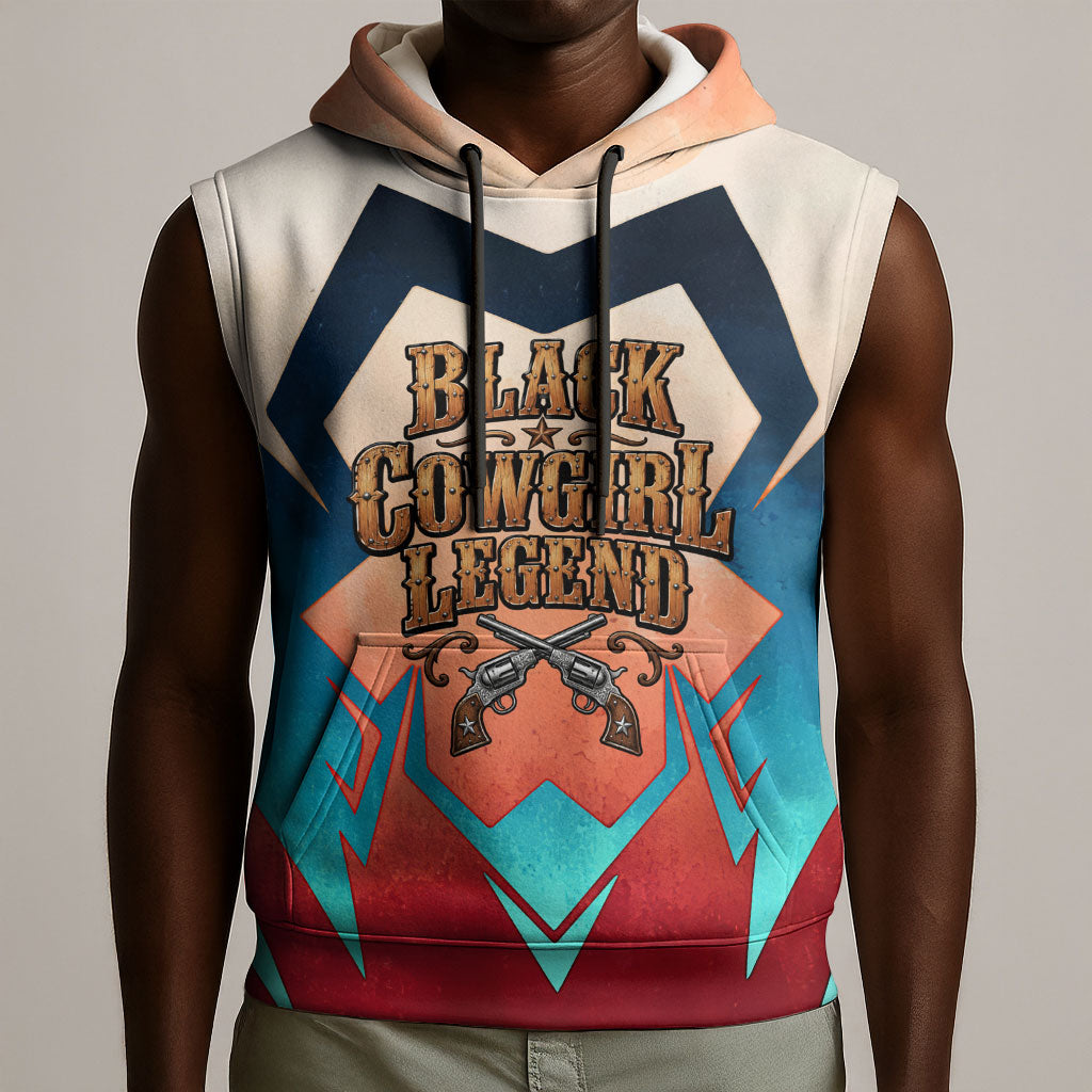 Mary Fields Sleeveless Hoodie Vintage Western Wild West - Stagecoach Mary Black Cowgirl
