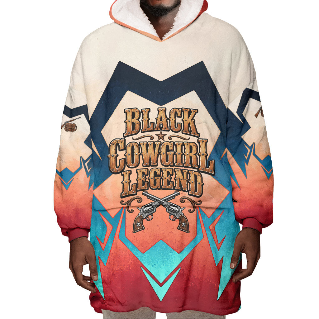 Mary Fields Wearable Blanket Hoodie Vintage Western Wild West - Stagecoach Mary Black Cowgirl
