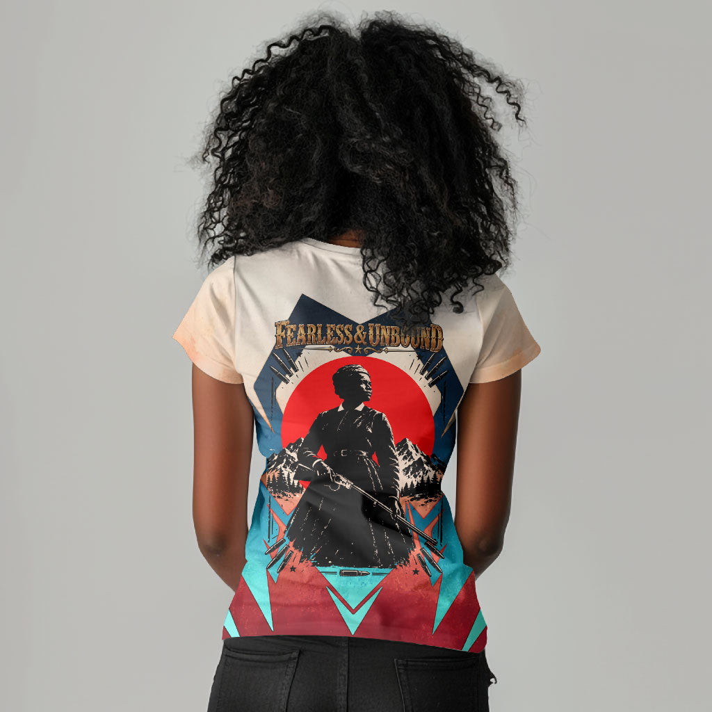 Mary Fields Women V-Neck T-Shirt Vintage Western Wild West - Stagecoach Mary Black Cowgirl