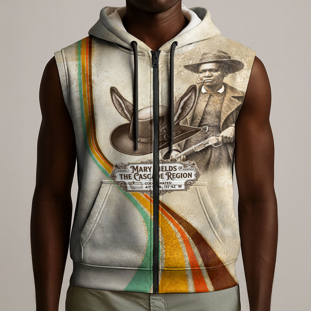 Mary Fields Stagecoach Mary Sleeveless Zip Hoodie Vintage Western Wild West Cascade Region Pioneer